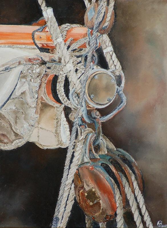 poulie3.jpg - Painting oil on canvas -Huile sur toile format /size  30x40