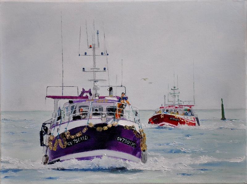 Retour-peche-Cap-Coz-II.jpg - Painting oil on canvas -Huile sur toile format /size  30x40