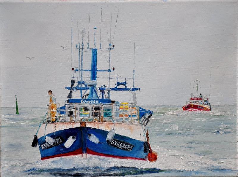 Retour-peche-Odessa.jpg - Painting oil on canvas -Huile sur toile format /size  30x40
