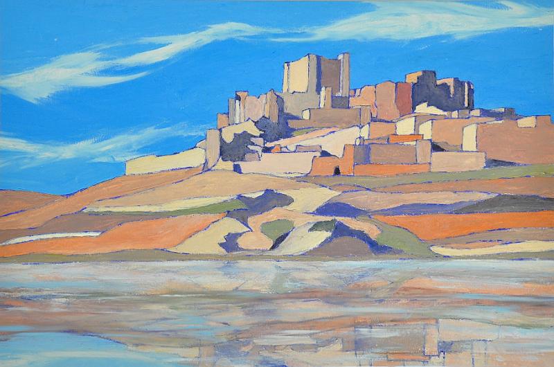 forteresse-dans-le-desert.jpg - Painting oil on paper -Huile sur papier format /size 40x60