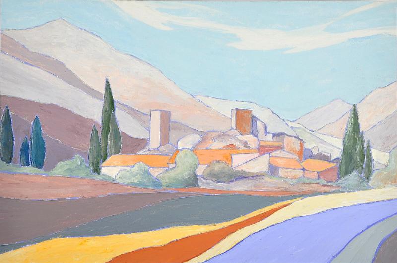 les-cypres.jpg - Painting oil on paper -Huile sur papier format /size 40x60 
