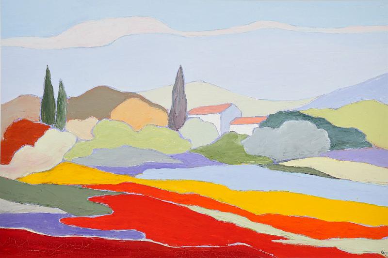 provence1.jpg - Painting oil on paper -Huile sur papier format /size 40x60